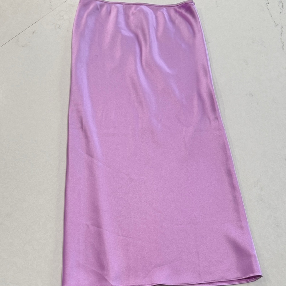 Anthropologie Lilac Satin Midi Skirt